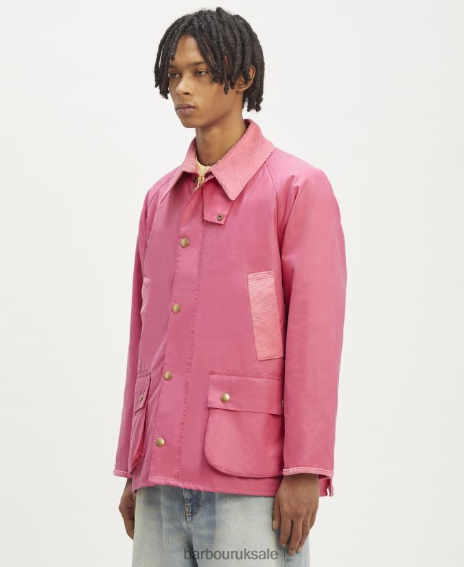 Malik Bedale Wax Jacket Palm Angels x Barbour Men R08LB672 Clothing Hot Pink