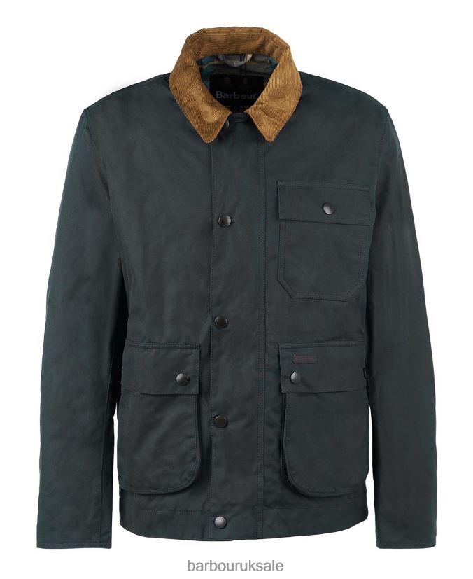 Meldon Waxed Jacket Barbour Men R08LB633 Clothing Navy/River Birch Tartan