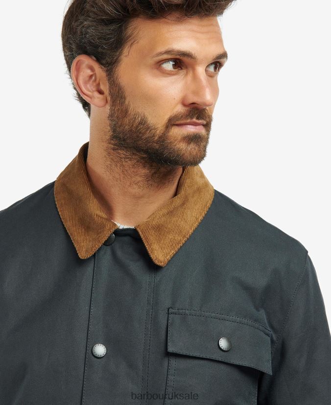 Meldon Waxed Jacket Barbour Men R08LB633 Clothing Navy/River Birch Tartan