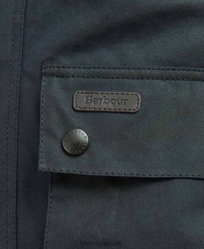 Meldon Waxed Jacket Barbour Men R08LB633 Clothing Navy/River Birch Tartan