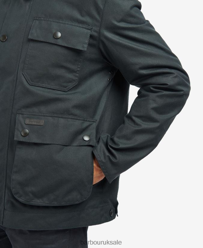 Meldon Waxed Jacket Barbour Men R08LB633 Clothing Navy/River Birch Tartan