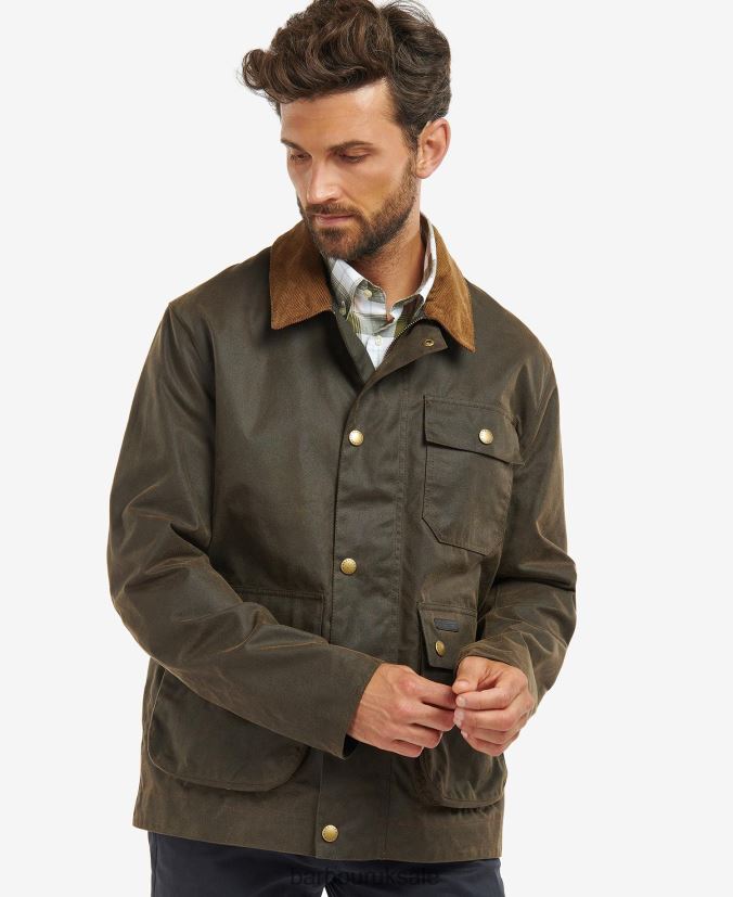 Meldon Waxed Jacket Barbour Men R08LB666 Clothing Navy/River Birch Tartan