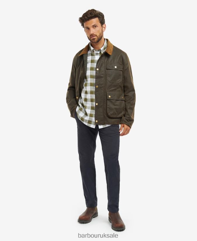 Meldon Waxed Jacket Barbour Men R08LB666 Clothing Navy/River Birch Tartan