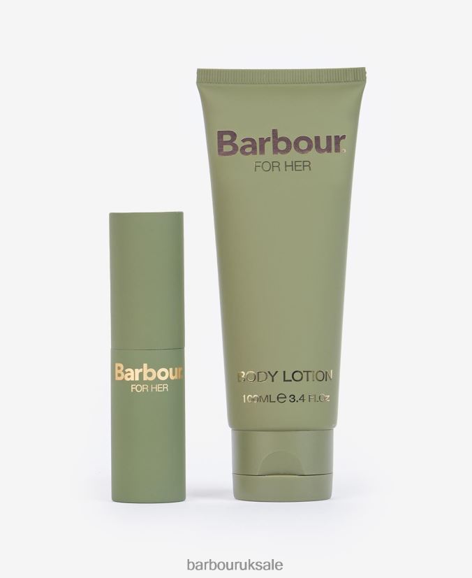 For Her Perfume Bauble Gift Set Barbour Women R08LB62413 Accessories Green Tartan