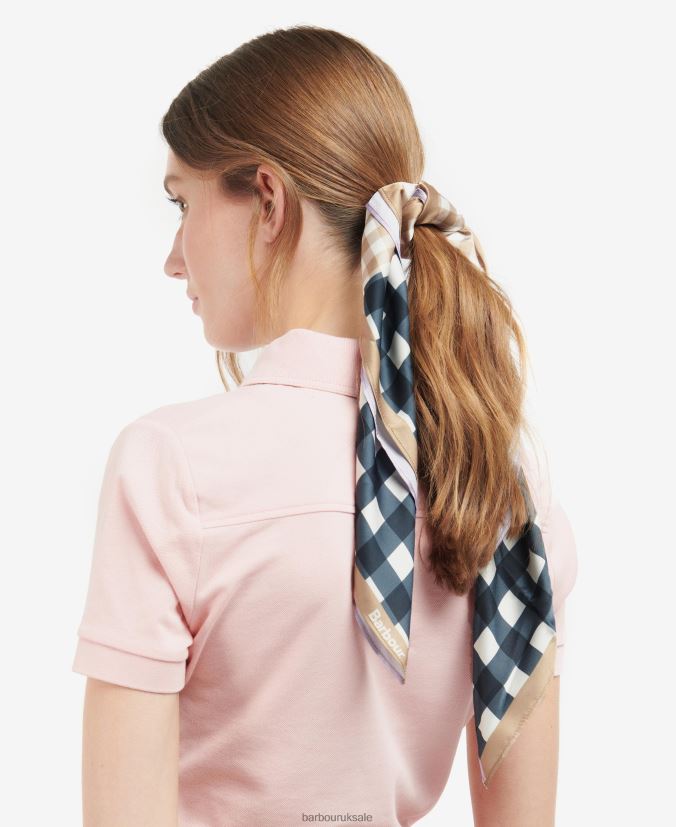 Darla Gingham Square Scarf Barbour Women R08LB62454 Accessories Navy/Iris