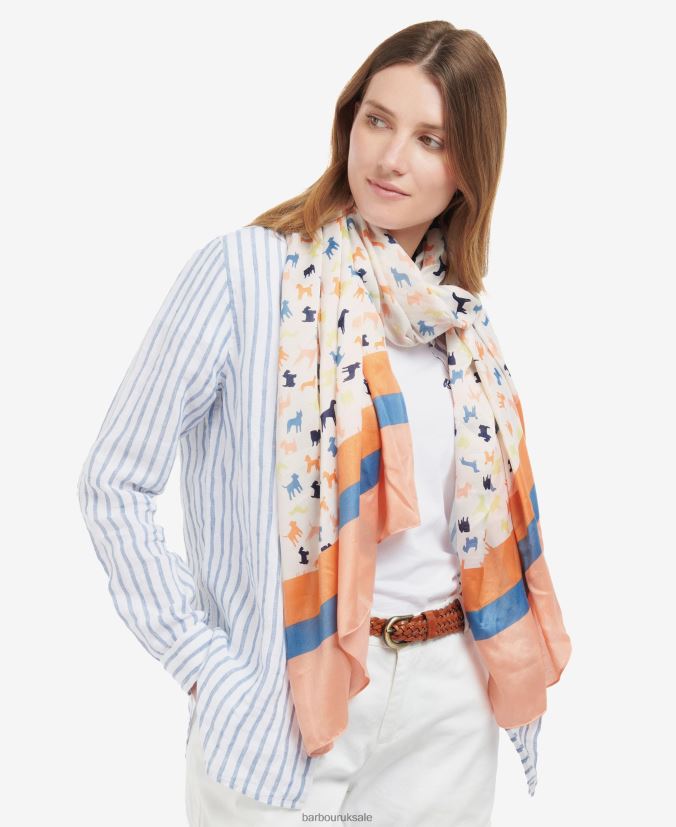Dog Print Scarf Barbour Women R08LB62456 Accessories Classic White