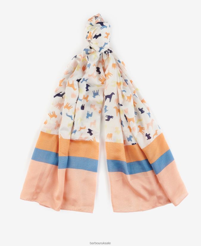 Dog Print Scarf Barbour Women R08LB62456 Accessories Classic White