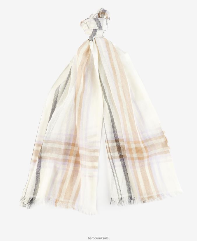 Erin Tartan Scarf Barbour Women R08LB62444 Accessories Whisper White