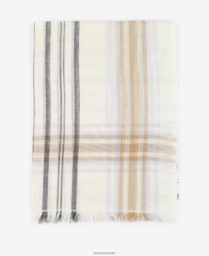 Erin Tartan Scarf Barbour Women R08LB62444 Accessories Whisper White