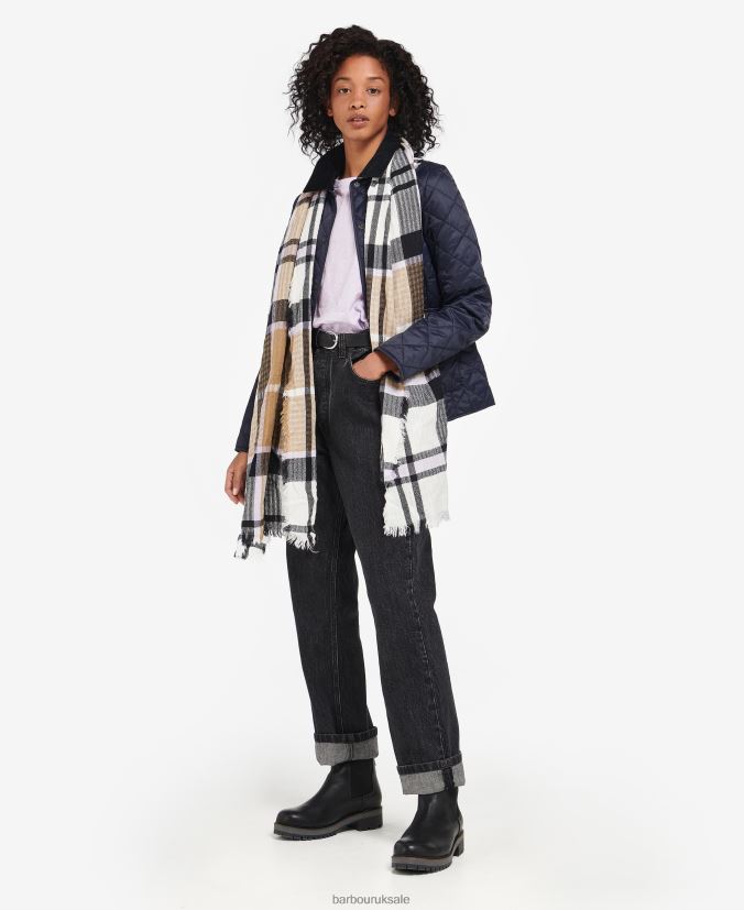 Faith Tartan Wrap Barbour Women R08LB62457 Accessories Trench/Navy