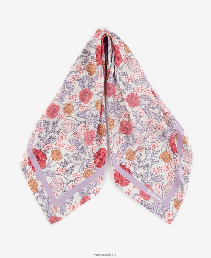 Floral-Print Square Scarf Barbour Women R08LB62453 Accessories White/Lavender