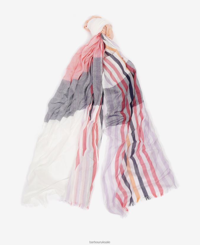 Kendra Check & Stripe Scarf Barbour Women R08LB62458 Accessories Classic White