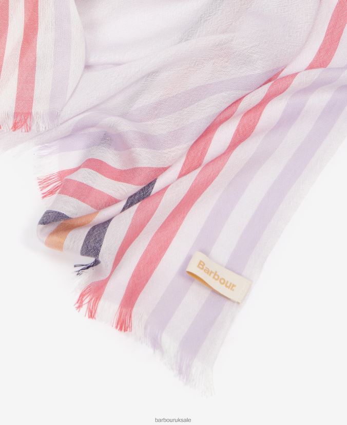 Kendra Check & Stripe Scarf Barbour Women R08LB62458 Accessories Classic White