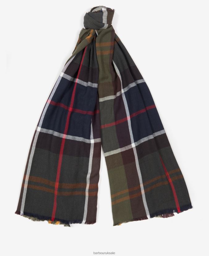 Lucinda Tartan Scarf Barbour Women R08LB62447 Accessories Iris/Navy