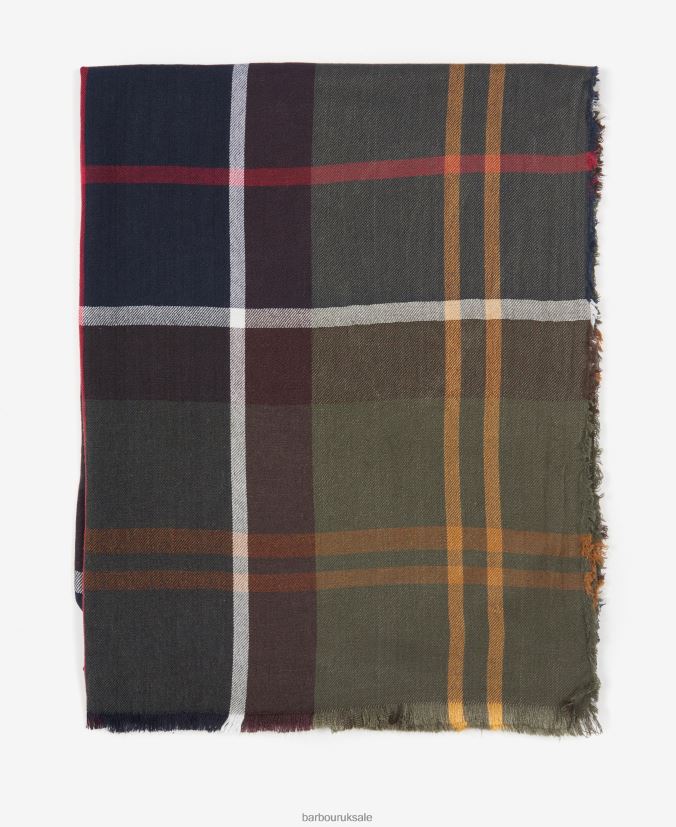 Lucinda Tartan Scarf Barbour Women R08LB62447 Accessories Iris/Navy