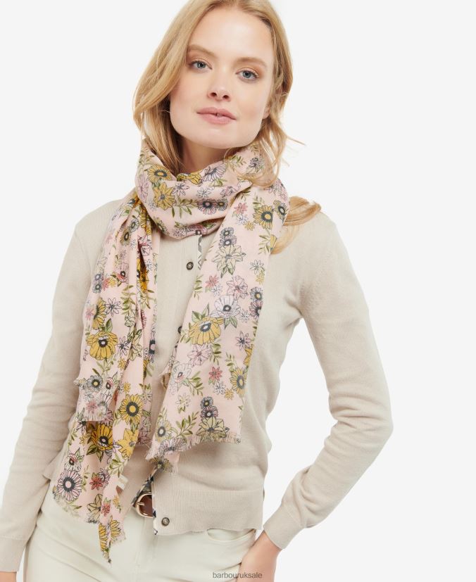 Oversized Floral Print Scarf Barbour Women R08LB62449 Accessories Peach