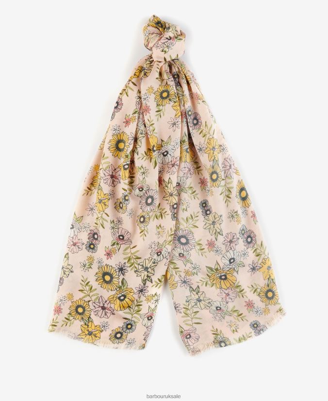 Oversized Floral Print Scarf Barbour Women R08LB62449 Accessories Peach