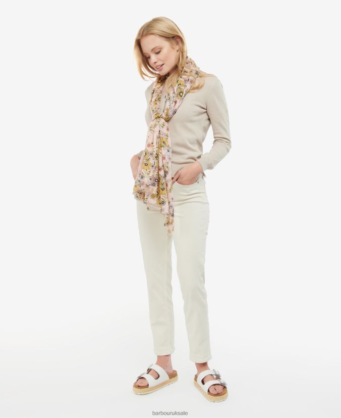 Oversized Floral Print Scarf Barbour Women R08LB62449 Accessories Peach