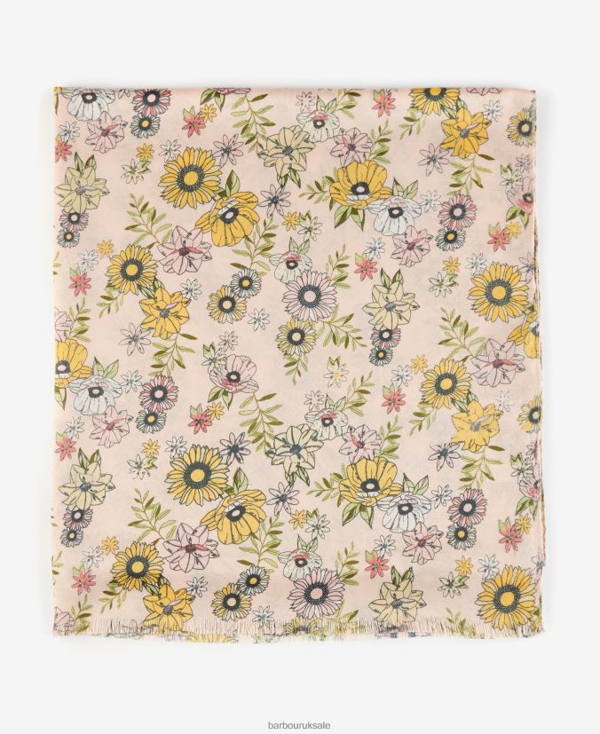 Oversized Floral Print Scarf Barbour Women R08LB62449 Accessories Peach