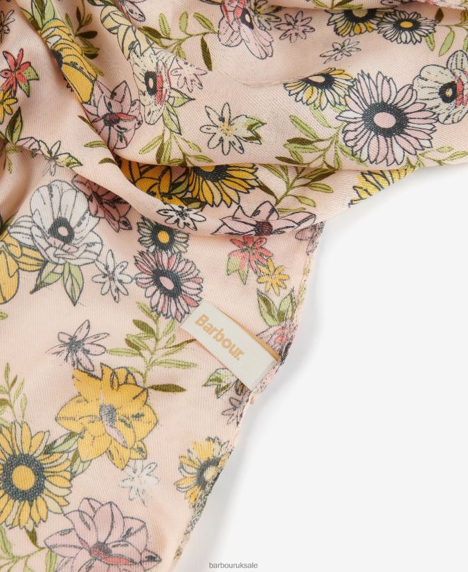 Oversized Floral Print Scarf Barbour Women R08LB62449 Accessories Peach