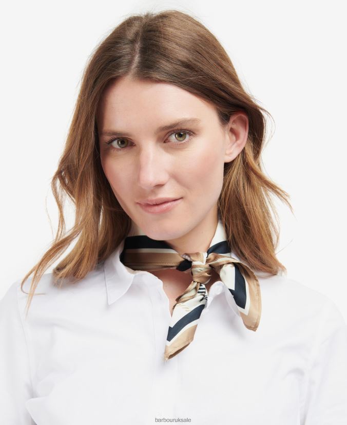 Stanton Checked Square Scarf Barbour Women R08LB62462 Accessories Trench/Navy