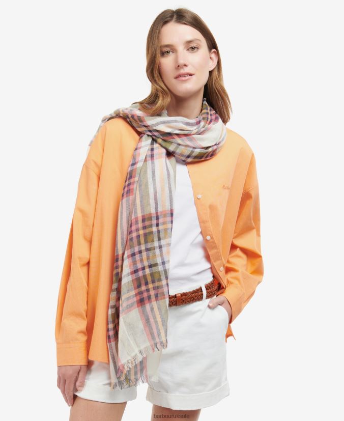 Summer Lonnen Checked Scarf Barbour Women R08LB62459 Accessories Classic White