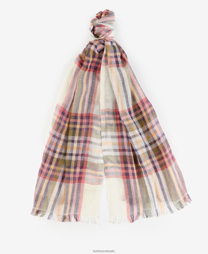 Summer Lonnen Checked Scarf Barbour Women R08LB62459 Accessories Classic White