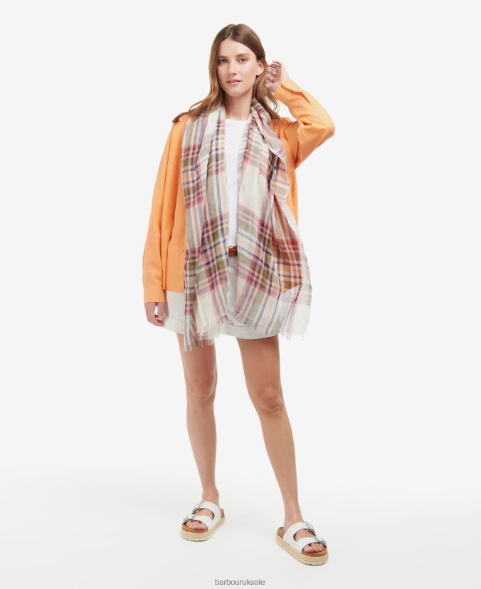Summer Lonnen Checked Scarf Barbour Women R08LB62459 Accessories Classic White