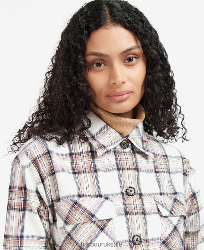 Coraline Overshirt Barbour Women R08LB61601 Clothing Cloud/Navy