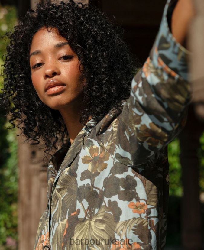 Lauriston Shirt Co-ord Barbour x House of Hackney Women R08LB61605 Clothing Limerence/Sky