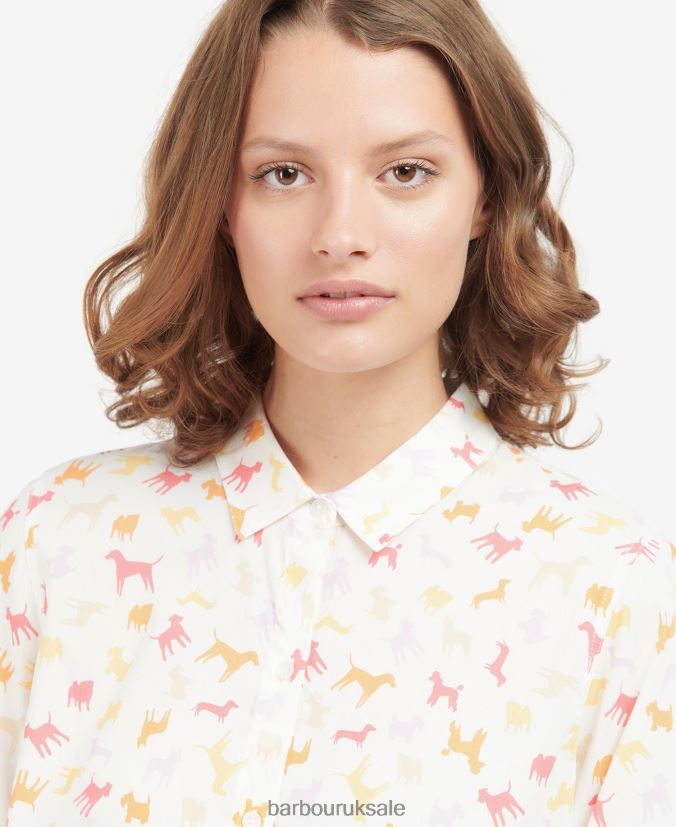 Safari Shirt Barbour Women R08LB61598 Clothing Cloud/Multi Dog Print