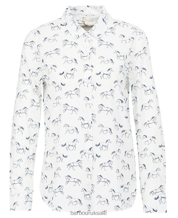 Safari Shirt Barbour Women R08LB61607 Clothing Cloud/Multi Dog Print