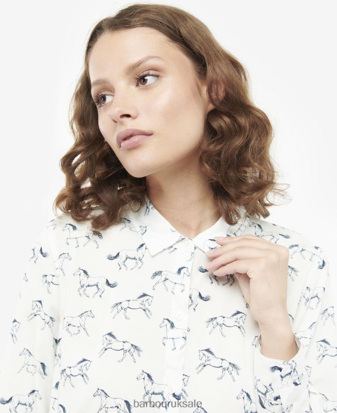Safari Shirt Barbour Women R08LB61607 Clothing Cloud/Multi Dog Print