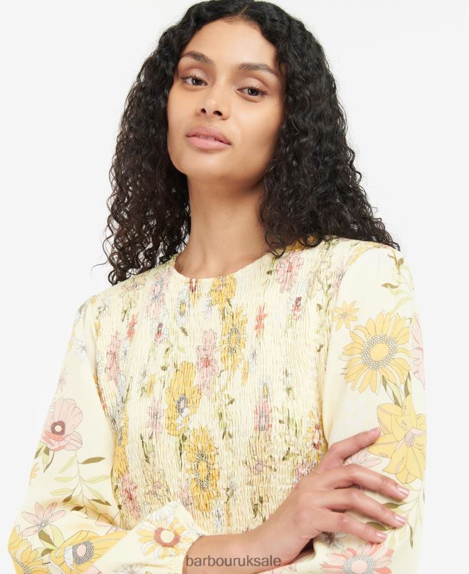 Coraline Dress Barbour Women R08LB61840 Clothing Multi Light Sunflower
