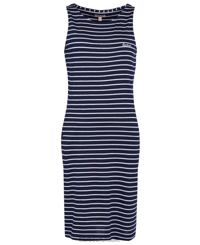 Dalmore Stripe Dress Barbour Women R08LB61826 Clothing White/Navy