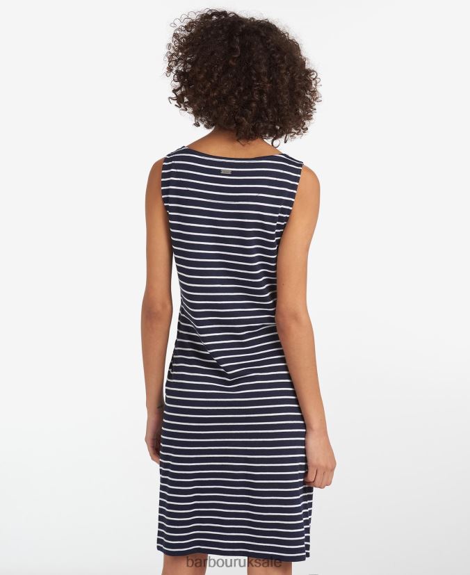 Dalmore Stripe Dress Barbour Women R08LB61826 Clothing White/Navy