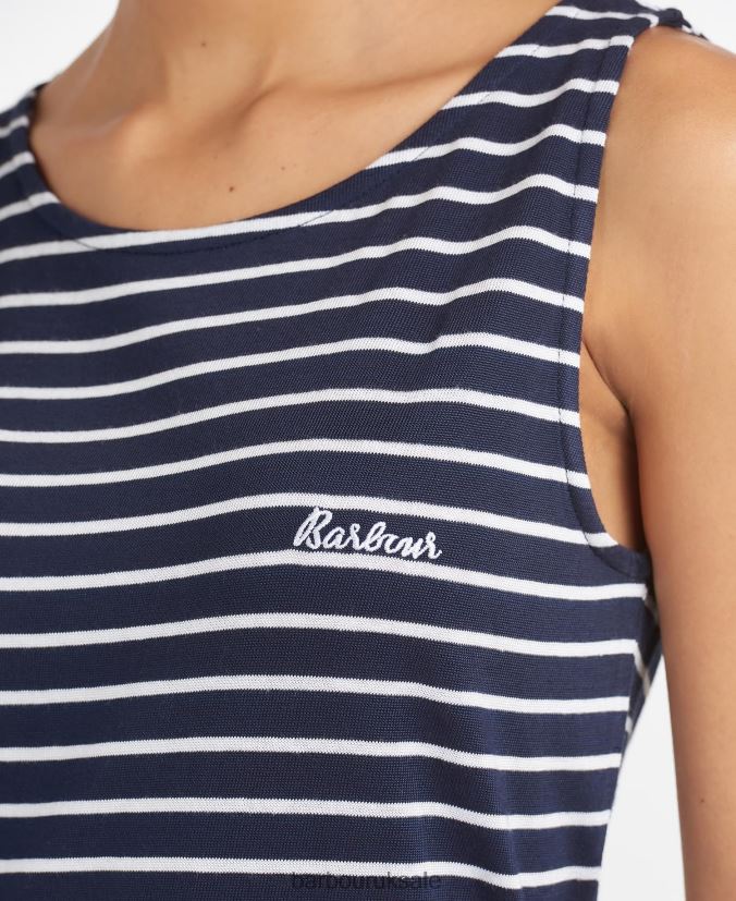Dalmore Stripe Dress Barbour Women R08LB61826 Clothing White/Navy