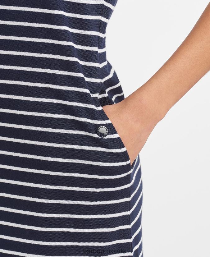 Dalmore Stripe Dress Barbour Women R08LB61826 Clothing White/Navy