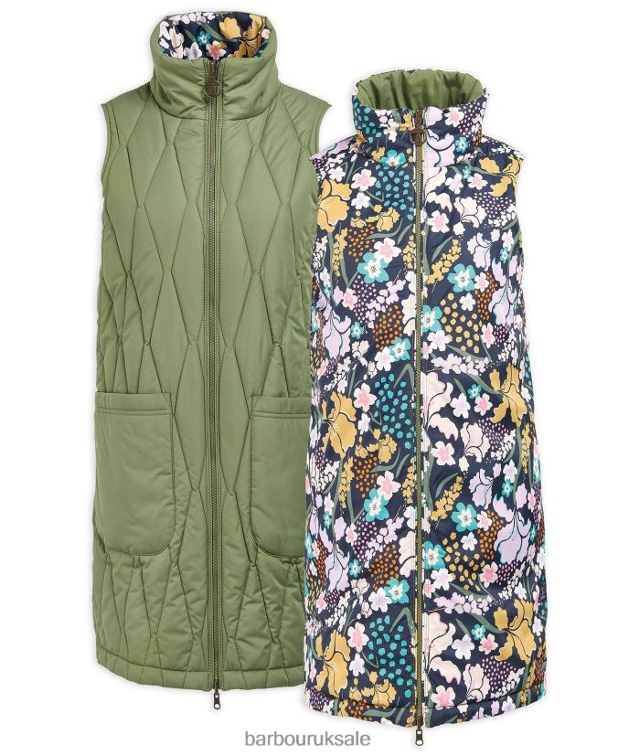Acanthus Reversible Gilet Barbour Women R08LB61554 Clothing Olivine/BoTanical Wonder Print