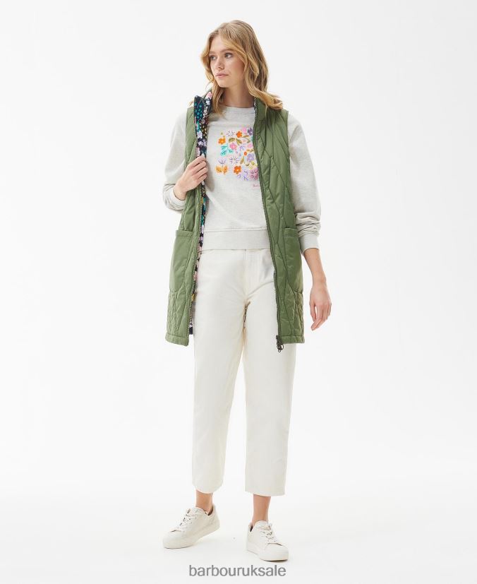 Acanthus Reversible Gilet Barbour Women R08LB61554 Clothing Olivine/BoTanical Wonder Print