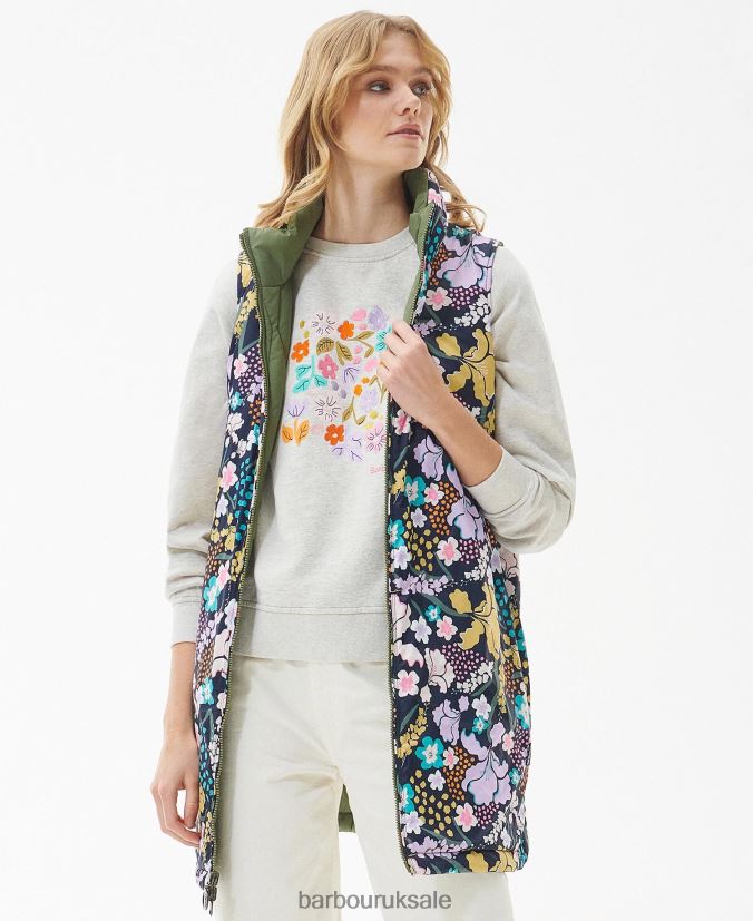 Acanthus Reversible Gilet Barbour Women R08LB61554 Clothing Olivine/BoTanical Wonder Print