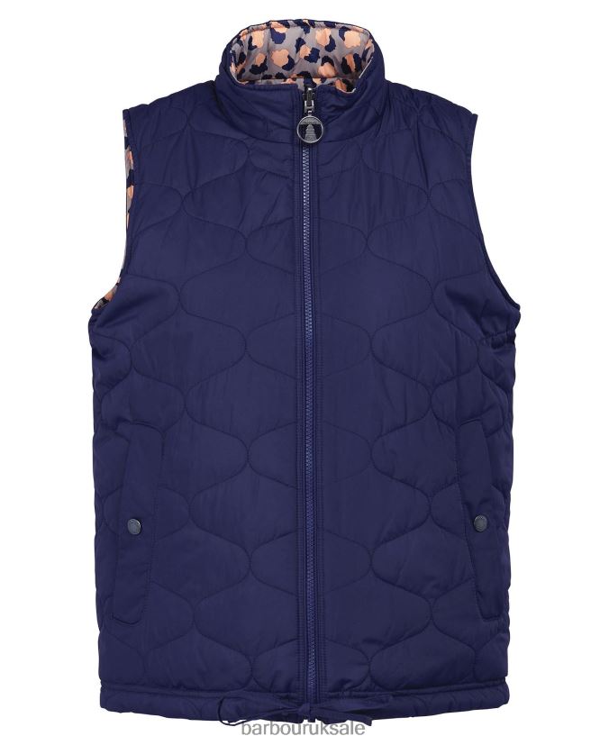 Printed Reversible Apia Gilet Barbour Women R08LB61563 Clothing Eternal Ink/Light Trench Starling Print