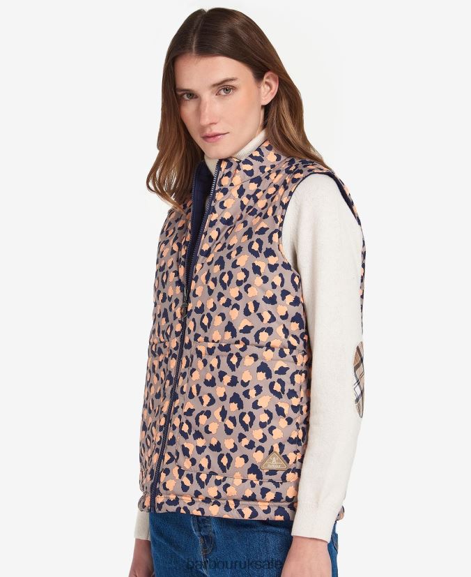 Printed Reversible Apia Gilet Barbour Women R08LB61563 Clothing Eternal Ink/Light Trench Starling Print