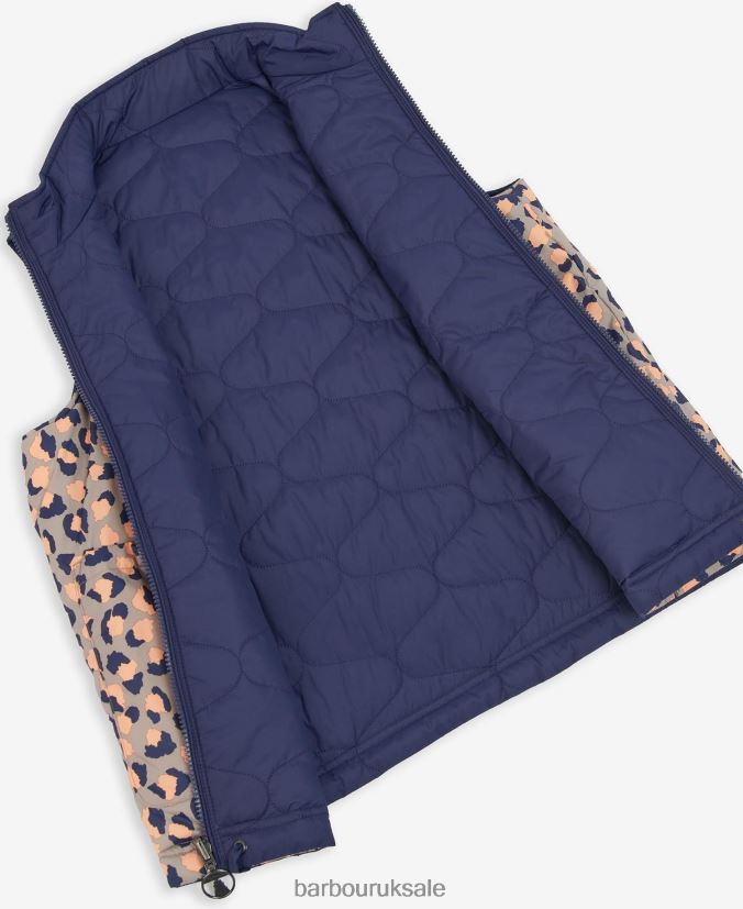Printed Reversible Apia Gilet Barbour Women R08LB61563 Clothing Eternal Ink/Light Trench Starling Print