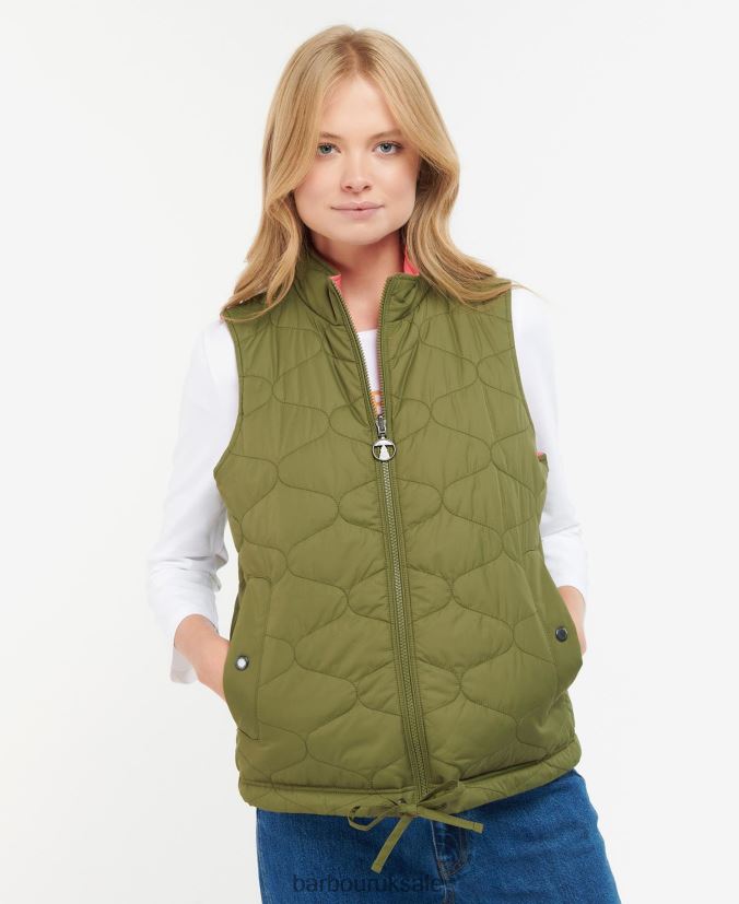 Reversible Apia Gilet Barbour Women R08LB61566 Clothing Olive Tree/Pink Punch