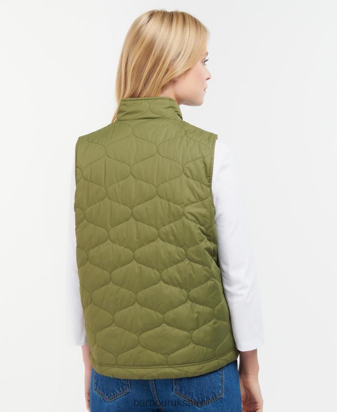 Reversible Apia Gilet Barbour Women R08LB61566 Clothing Olive Tree/Pink Punch