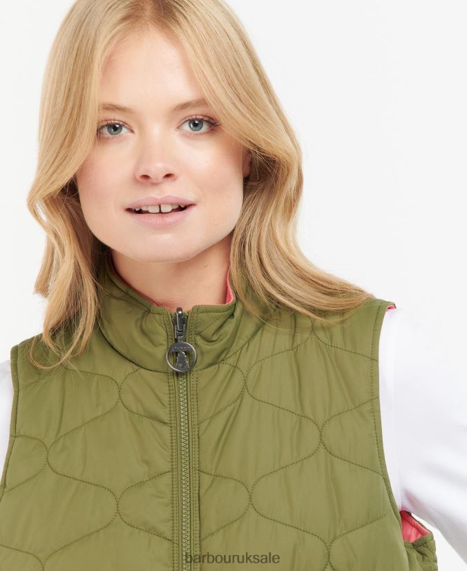 Reversible Apia Gilet Barbour Women R08LB61566 Clothing Olive Tree/Pink Punch