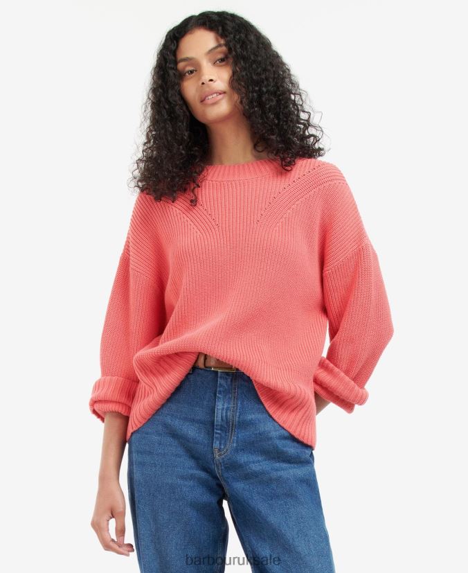 Coraline Knitted Jumper Barbour Women R08LB61966 Clothing Pink Punch