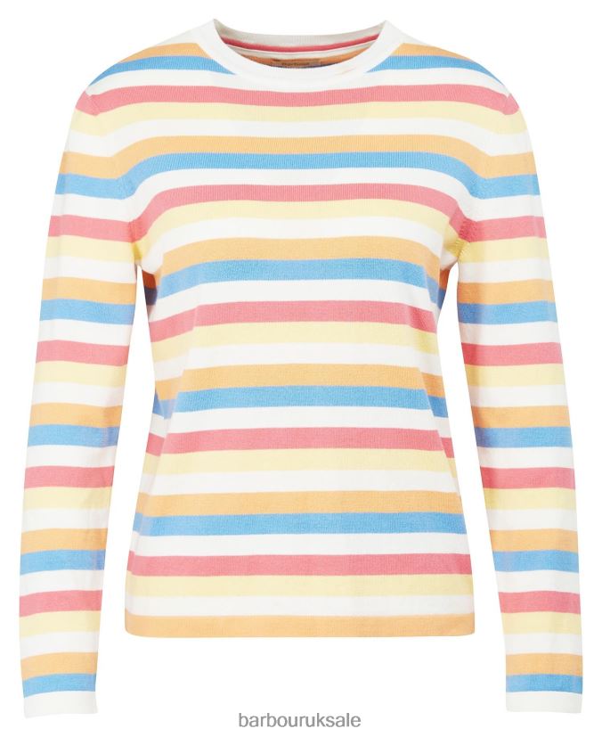 Padstow Knit Barbour Women R08LB61928 Clothing Off White Stripe
