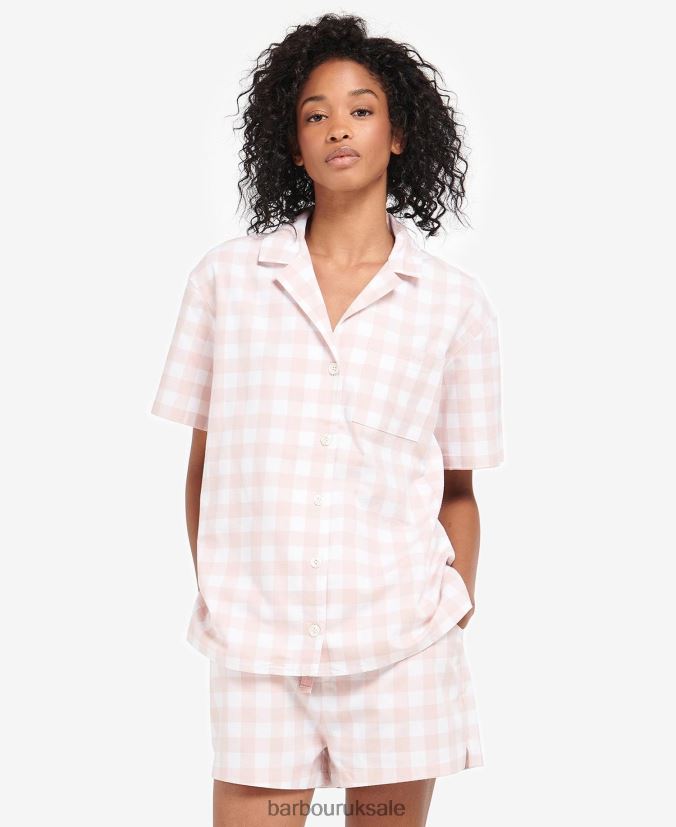 Etta Gingham PJ Set Barbour Women R08LB62035 Clothing Light Pink Gingham